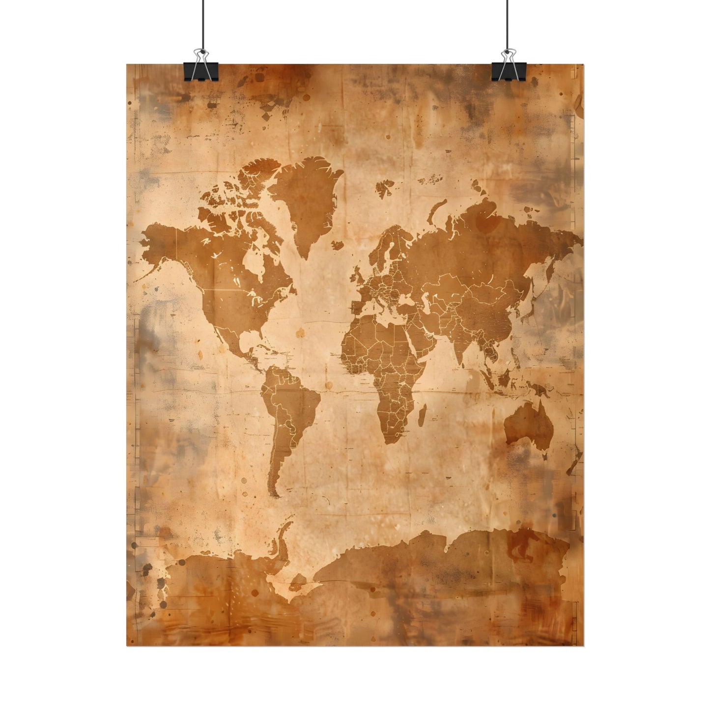 Vintage World Map: Artistic Cartography on Canvas - Poster