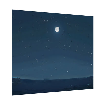 Starry Night Sky: Minimalist Beauty in Blue - Poster