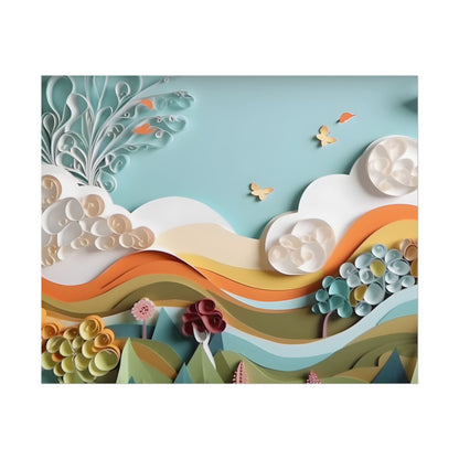 Peaceful Beach Serenade: Paper Quilling Art - Poster