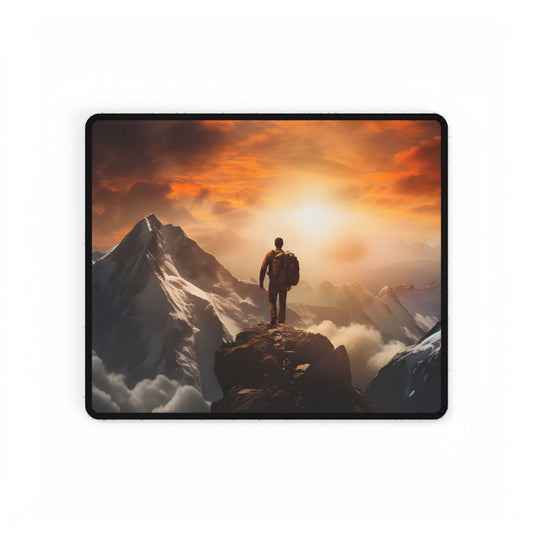 Epic Mountain Sunrise: Majestic Summit Artwork - Desk Mat