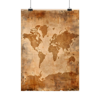 Vintage World Map: Artistic Cartography on Canvas - Poster