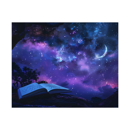 Mystical Night Sky: Stars and Crescent Moon - Poster