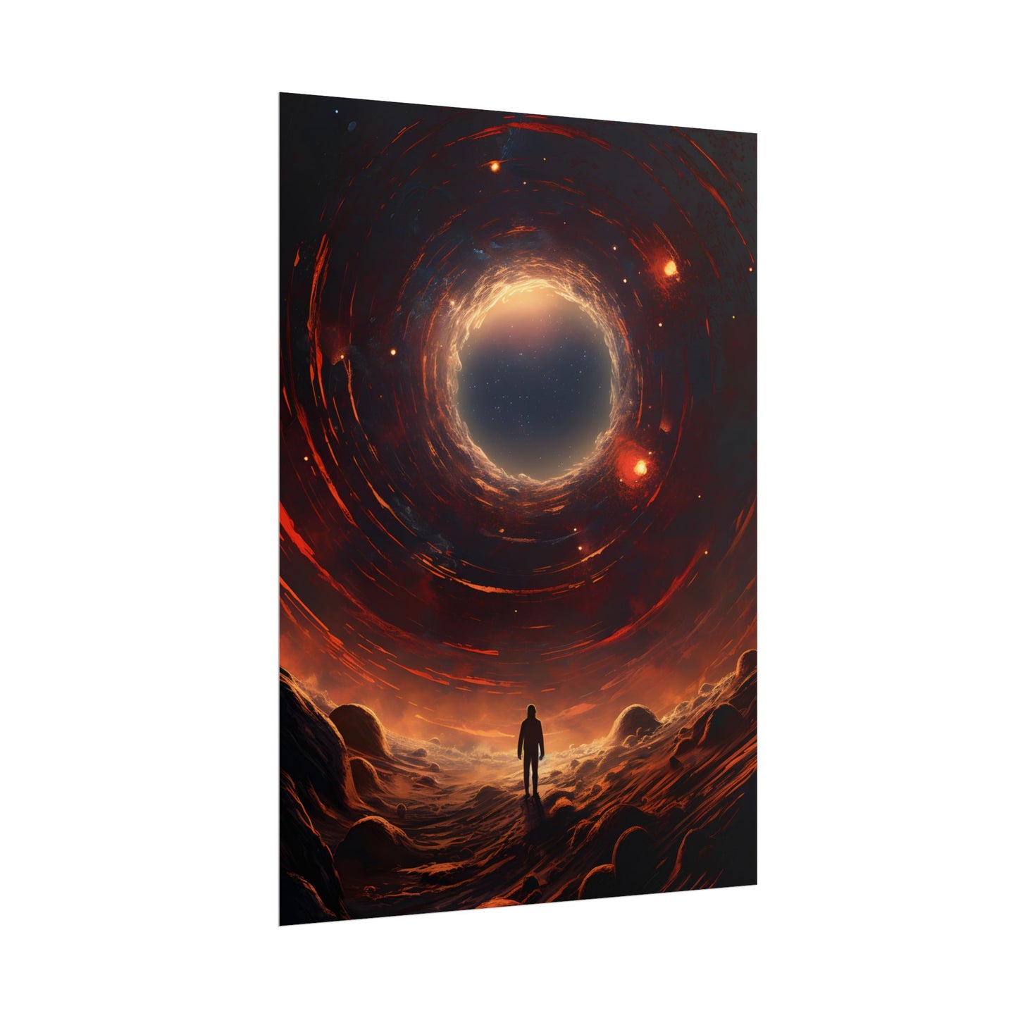 Black Hole Cosmic: A Realistic Digital Artwork of a Planet in Orbit - Poster
