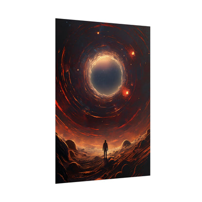 Black Hole Cosmic: A Realistic Digital Artwork of a Planet in Orbit - Poster