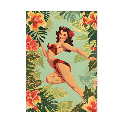 Vintage Retro Pin-Up Girl: Mid-Century Art Illustration - Poster