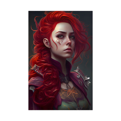Realistic Red Hair Portrait: Soft Light Artwork - Poster