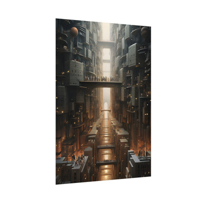 Futuristic City of Perfection: Modern Skyscrapers under Neon Lights - Poster