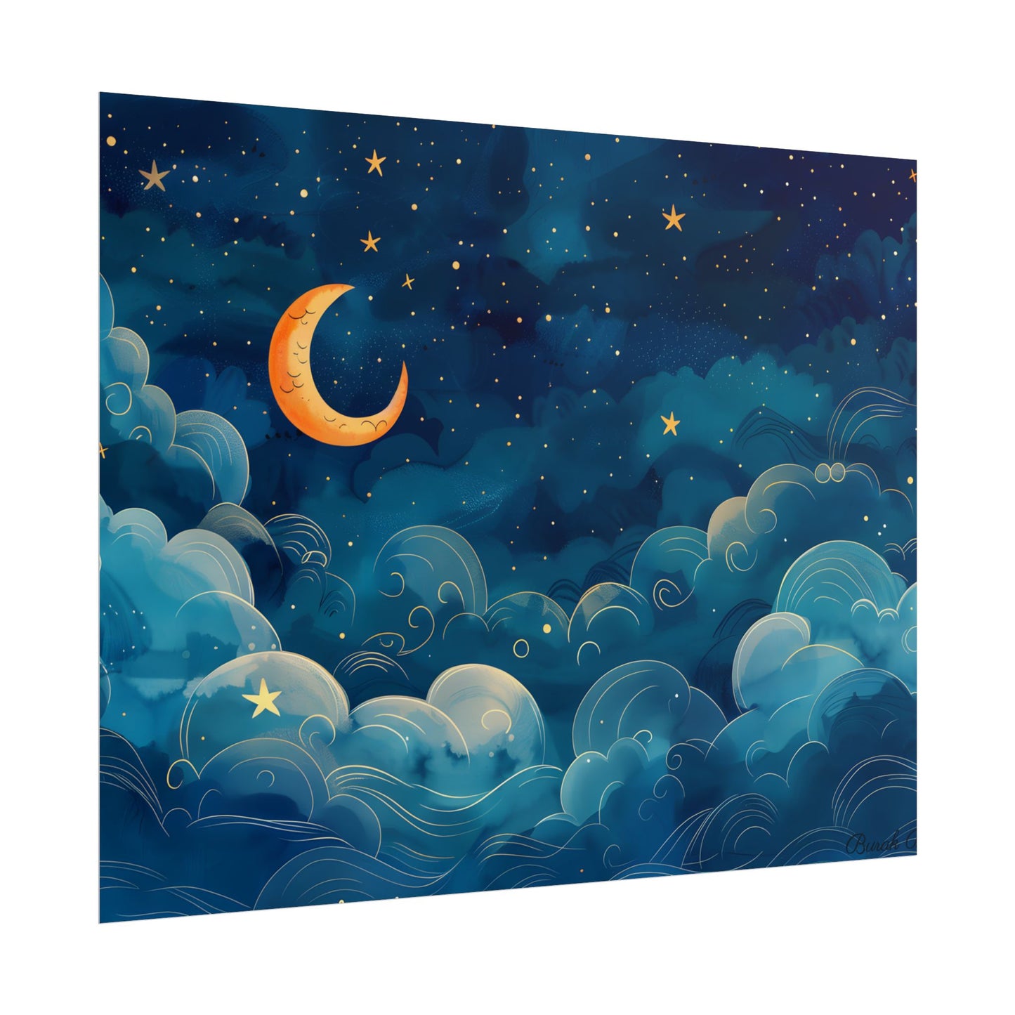 Whimsical Dreamy Night Sky: Small Town Illuminated by Pastel Stars - Poster