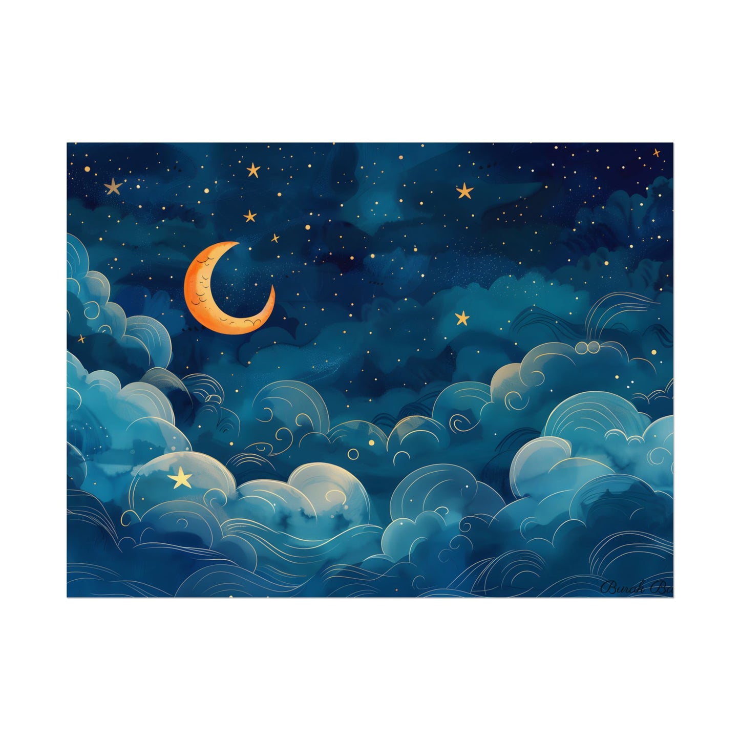Whimsical Dreamy Night Sky: Small Town Illuminated by Pastel Stars - Poster