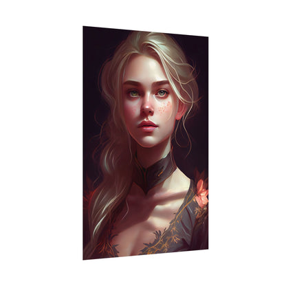 Astonishing Blonde Portrait: Artistic Beauty in Darkness - Poster