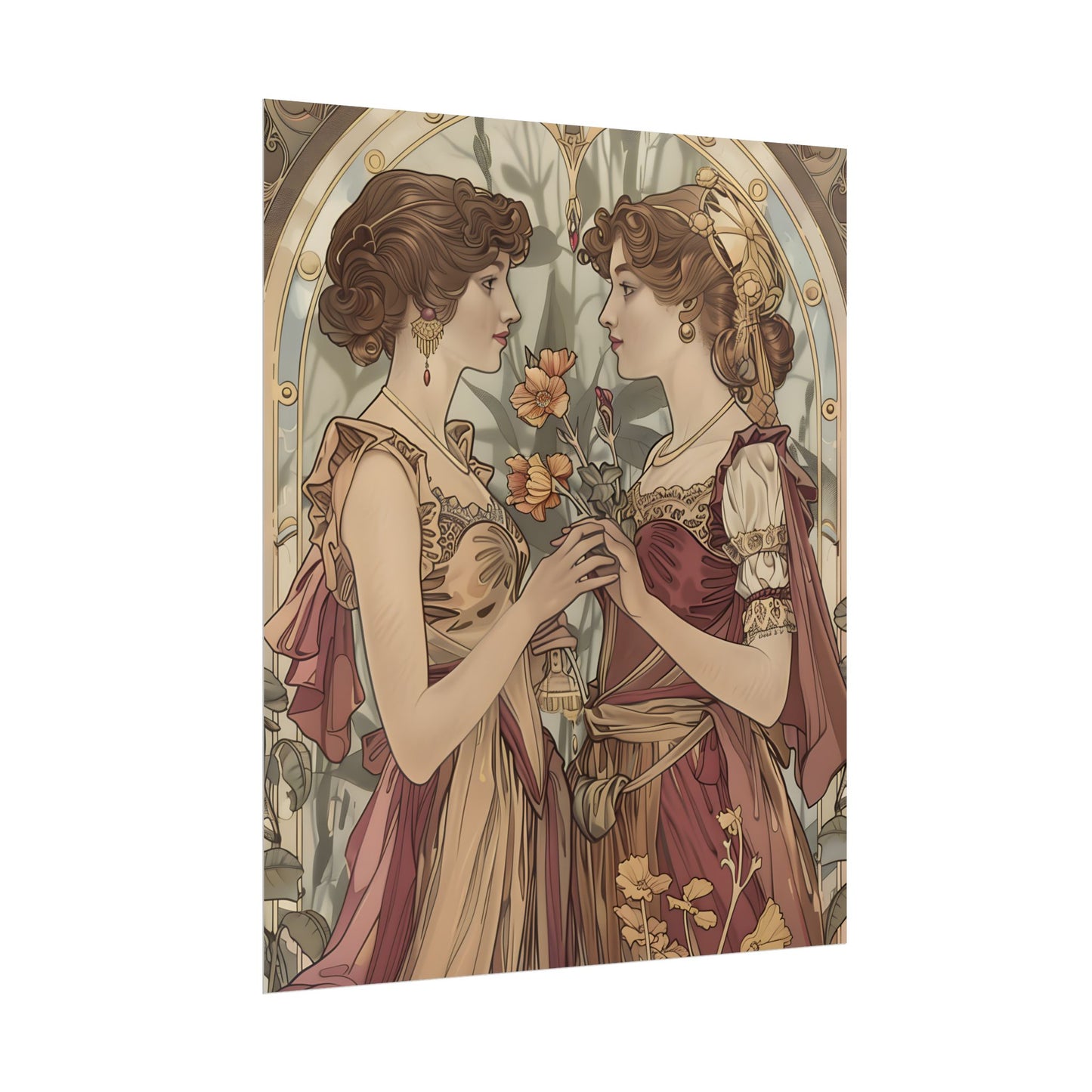 Middle Eastern Floral Beauty: Traditional Attire Digital Art - Poster