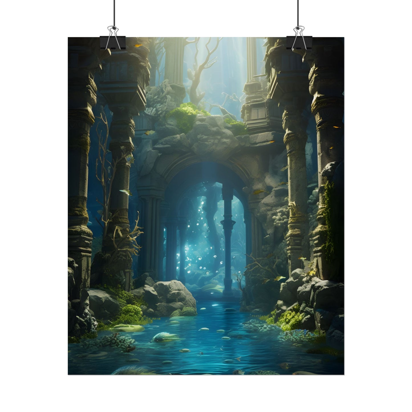 Mysterious Sunken Ancient Civilization: Underwater Artwork - Poster