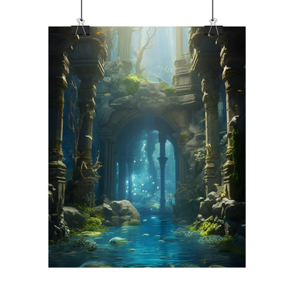 Mysterious Sunken Ancient Civilization: Underwater Artwork - Poster