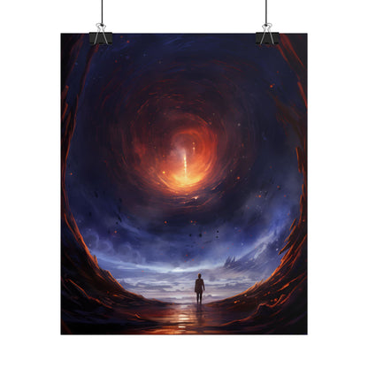 Mysterious Black Hole Cosmos: Space Art with Planetary Orbits - Poster