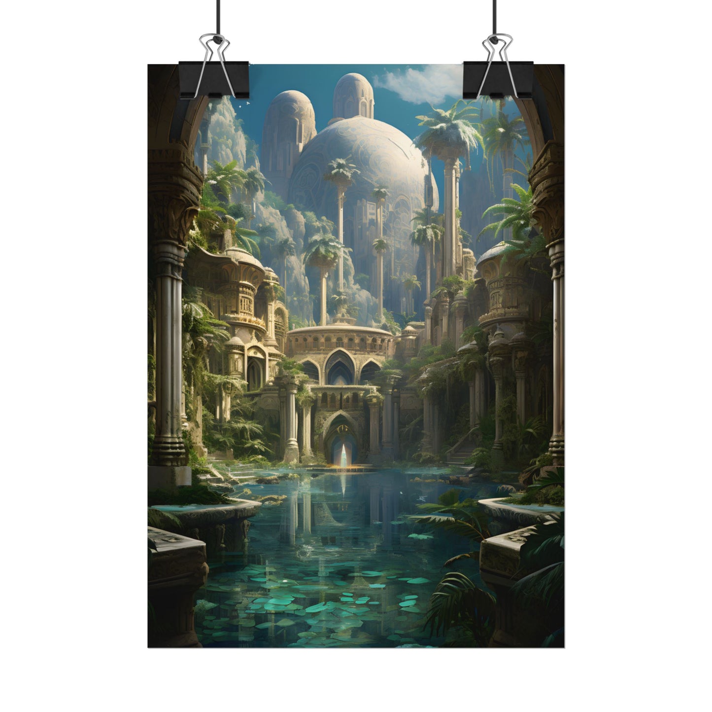 Majestic Desert Oasis: Arabian Nights-Inspired Bird's Eye View - Poster