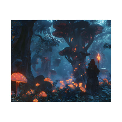Mystical Forest Encounter: Vibrant Witch Artwork - Poster