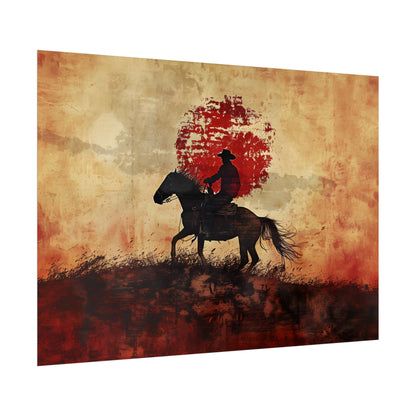 Dynamic Rodeo Scene: Earthy Tones of a Thrilling Ride - Poster