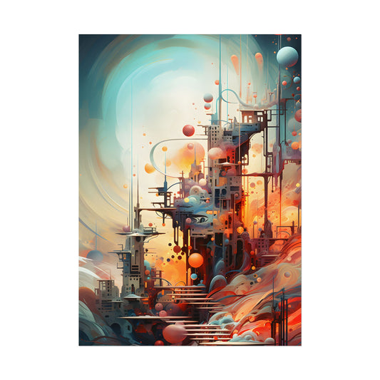Cyber Dreamscape: Abstract Digital Artwork - Poster