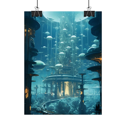 Underwater City of Tomorrow: Futuristic Urban Landscape Art - Poster