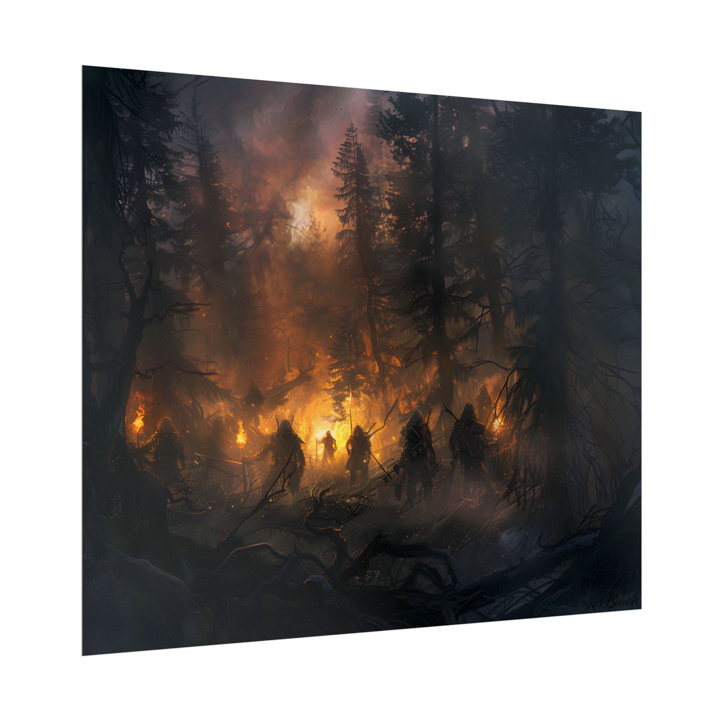 Tranquil Forest Sunset: People Connecting with Nature - Poster