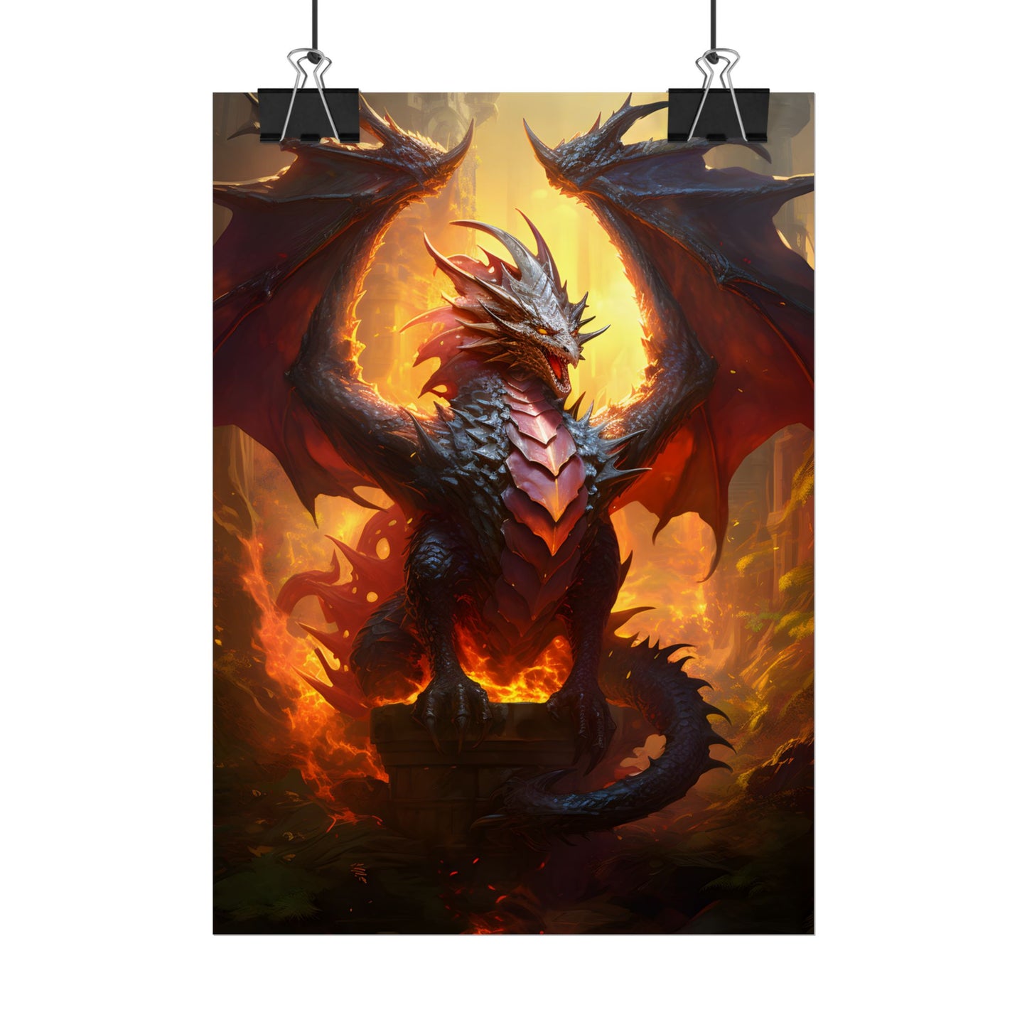 Fantasy Dragon's Treasure Hoard: Ancient Artwork - Poster