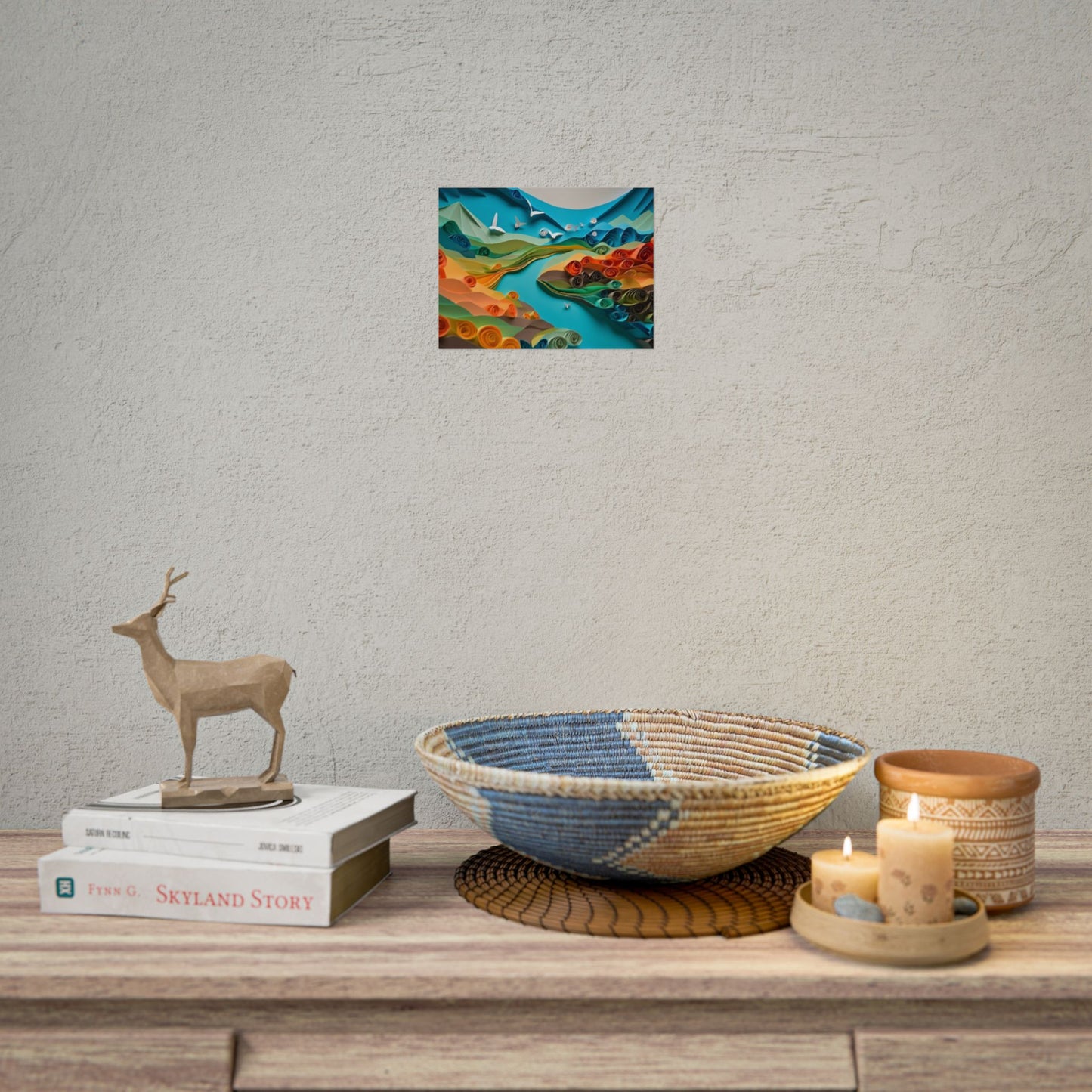 Magical Beach Paradise: Peaceful Paper Quilling Art - Poster