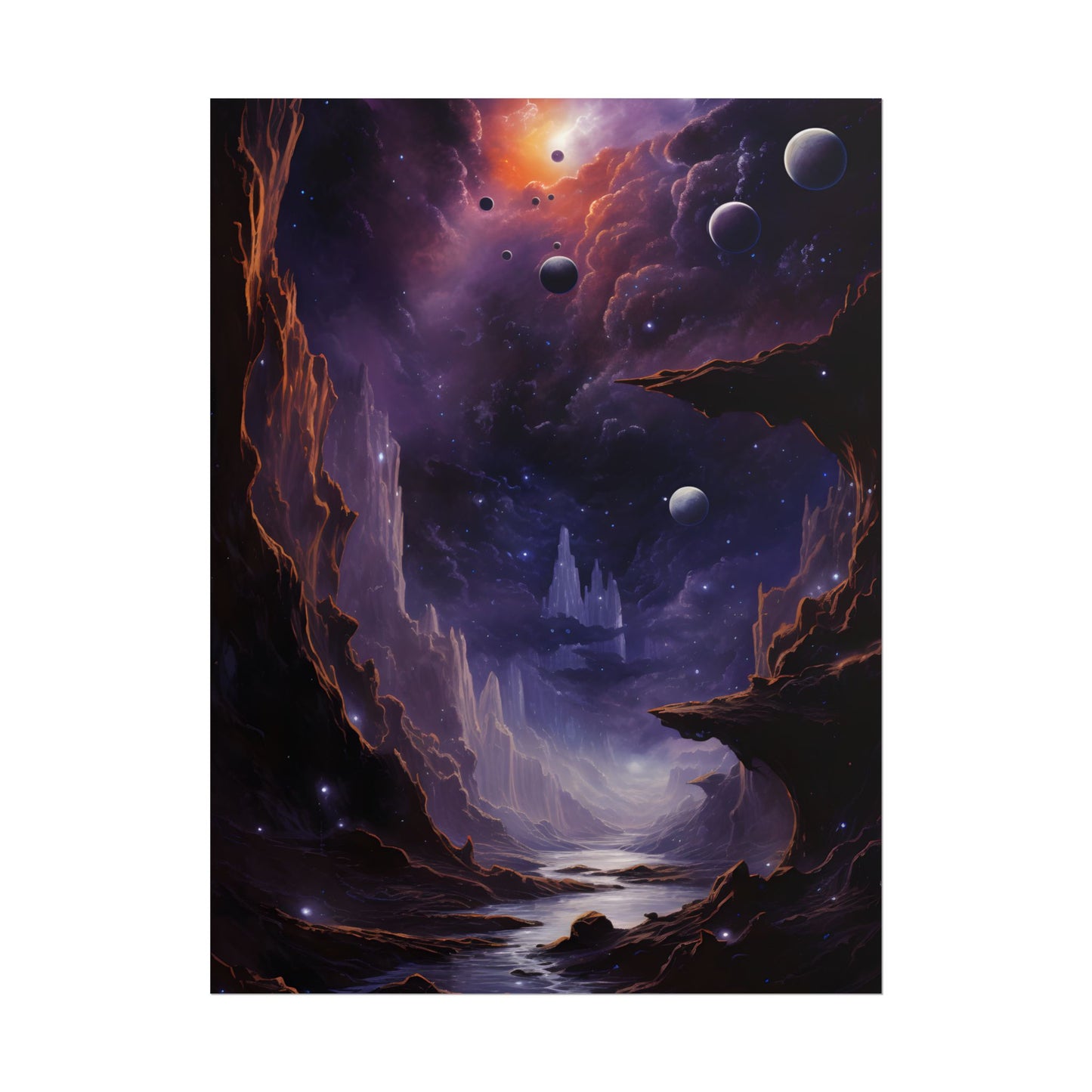 Black Hole Cosmic Odyssey: A Massive Planet's Journey Through Space - Poster