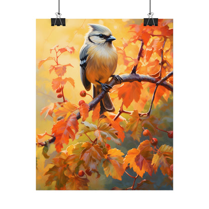 Vibrant Oak Branch: Oil Painting of Nature's Serenity - Poster