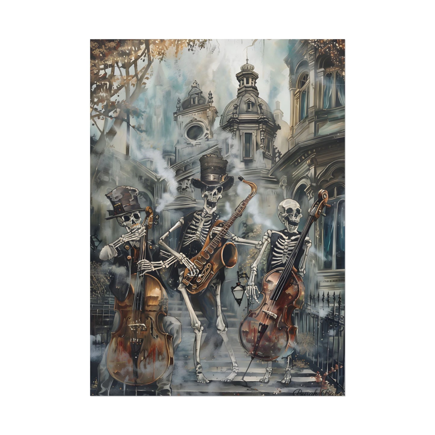Victorian Lowbrow Jazz: Skeleton Band in Artistic Swing - Poster