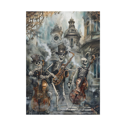 Victorian Lowbrow Jazz: Skeleton Band in Artistic Swing - Poster