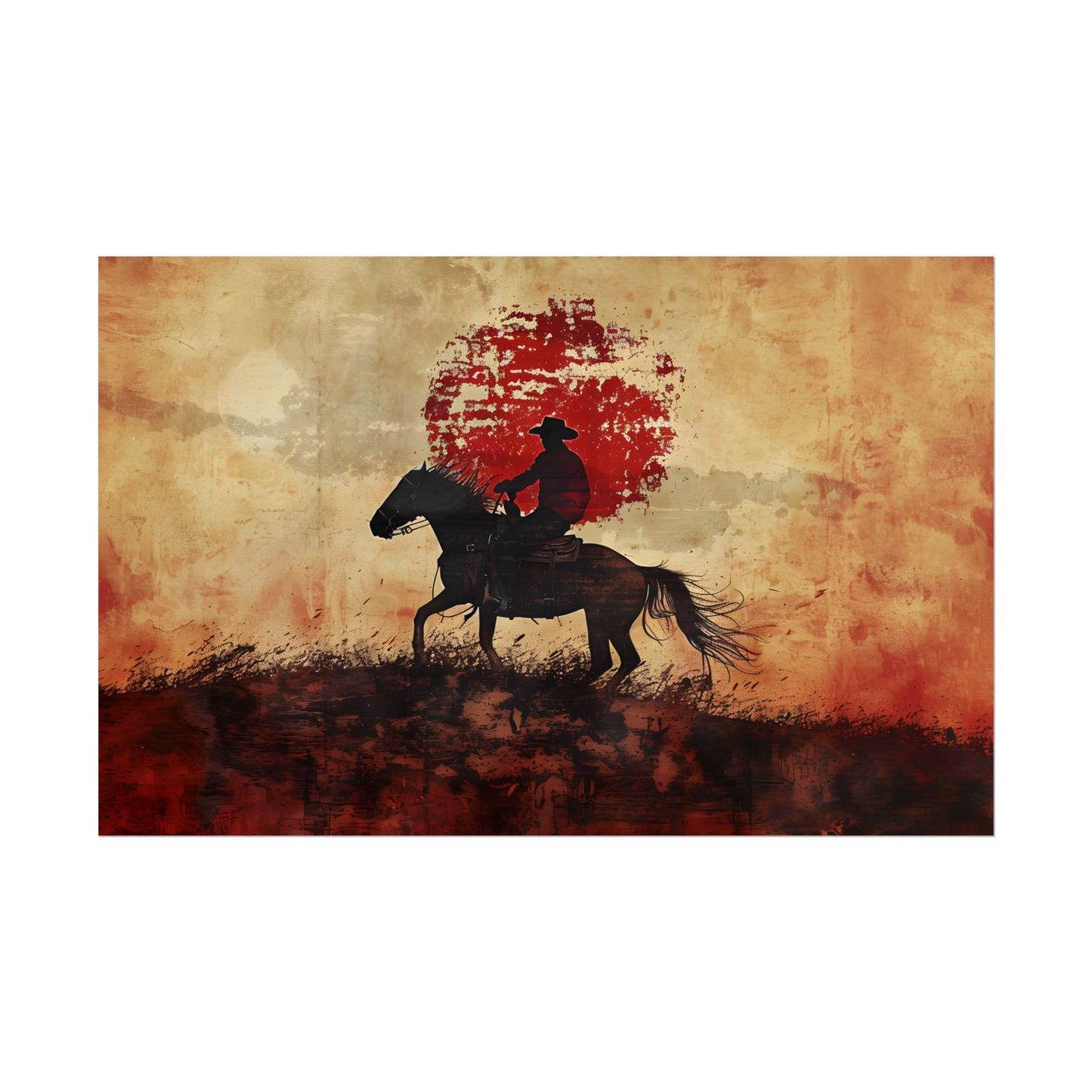 Dynamic Rodeo Scene: Earthy Tones of a Thrilling Ride - Poster