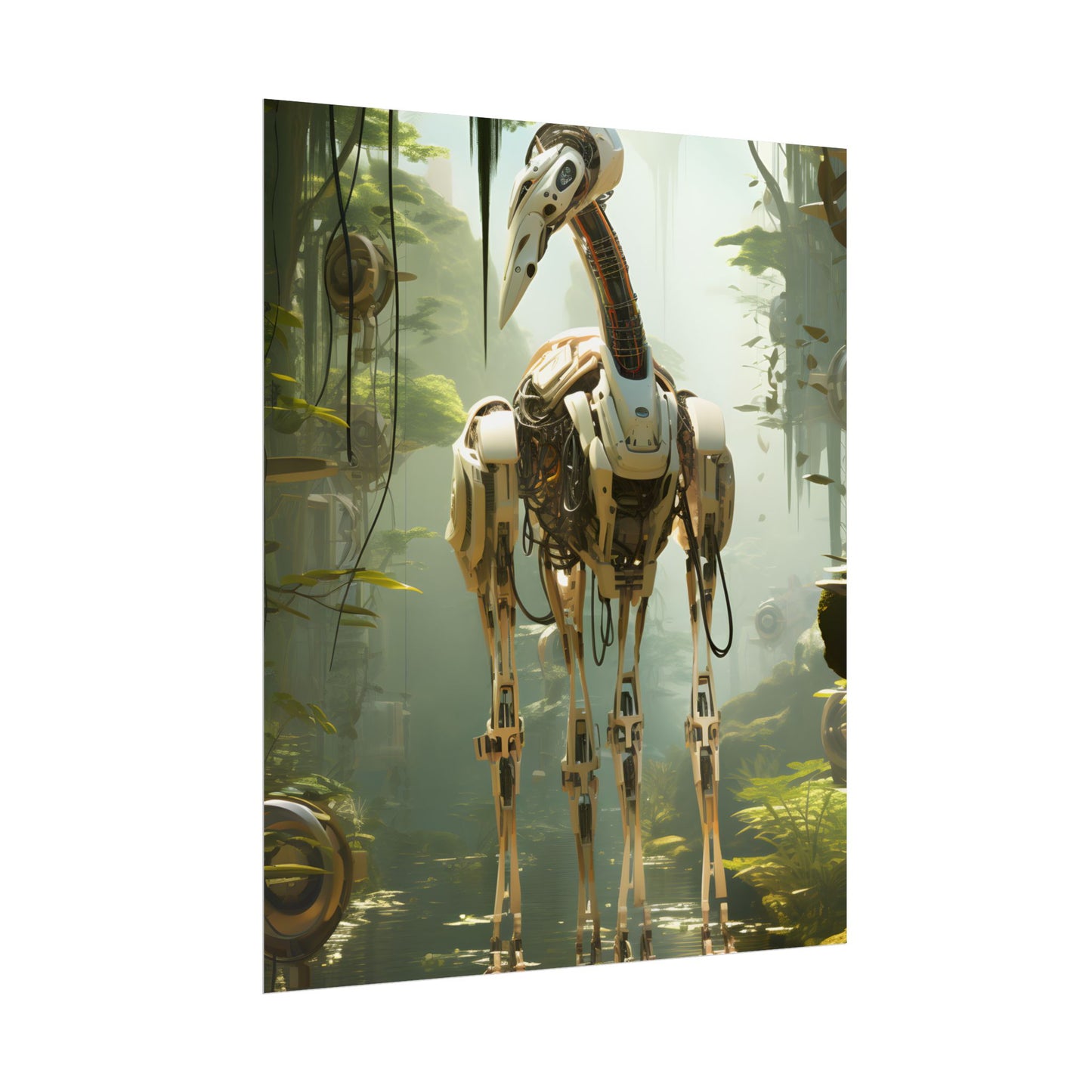Robotic Guardians of Nature: Serene Wildlife Sanctuary Art - Poster