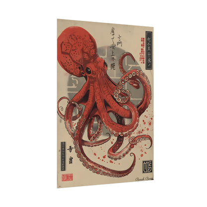 Stylized Japanese Octopus: Muted Watercolor Artwork - Poster