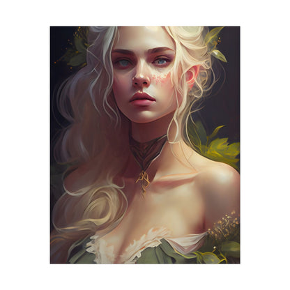 Detailed Blonde Female Portrait: Red Top Artwork - Poster