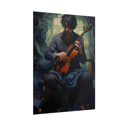 Mysterious Musician: Intimate Guitar Portrait - Poster