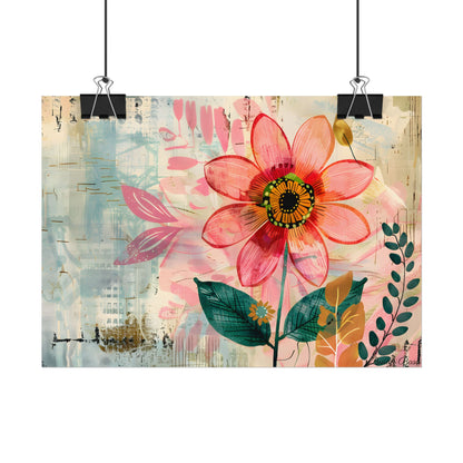 Blooming Growth: Whimsical Flower Art - Poster