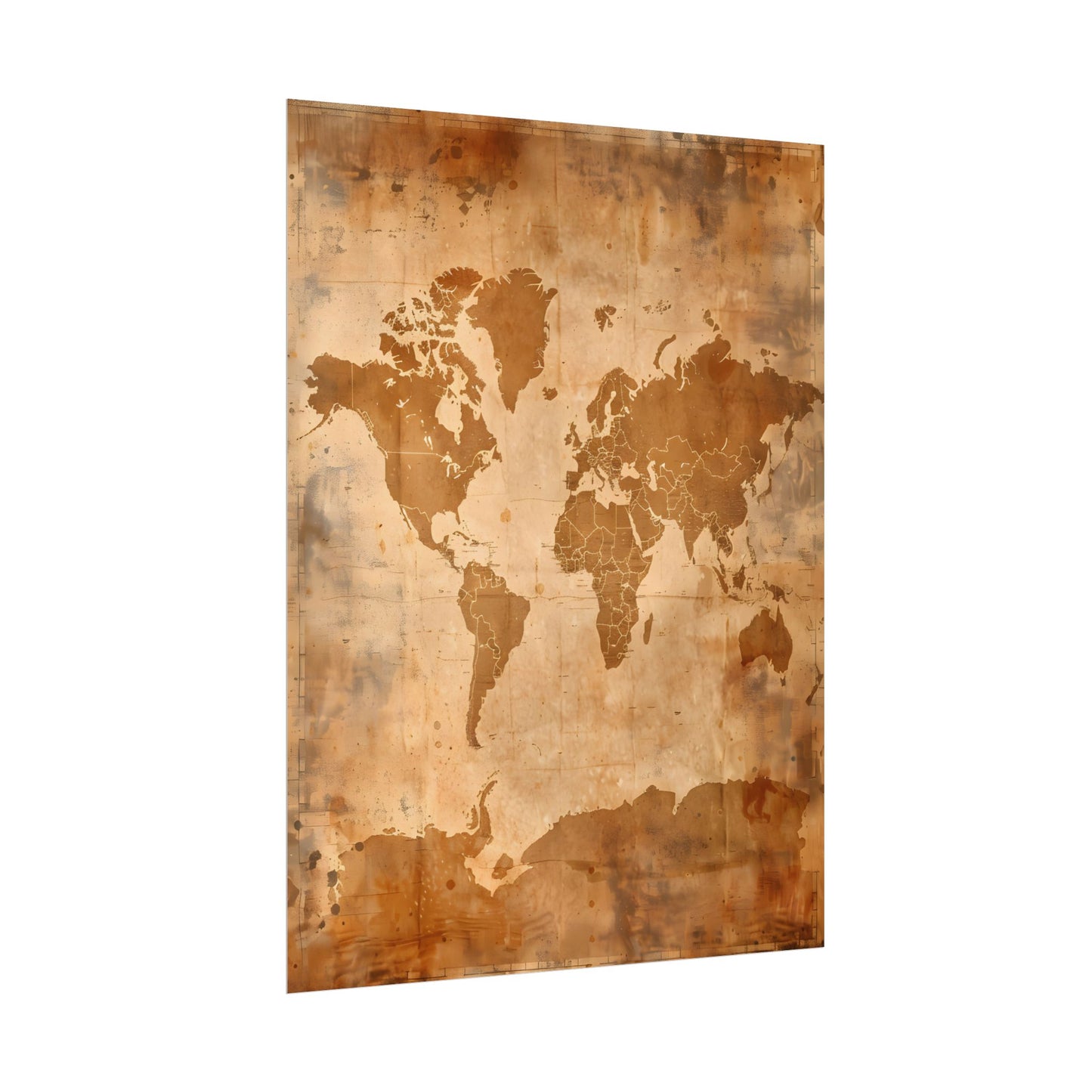 Vintage World Map: Artistic Cartography on Canvas - Poster
