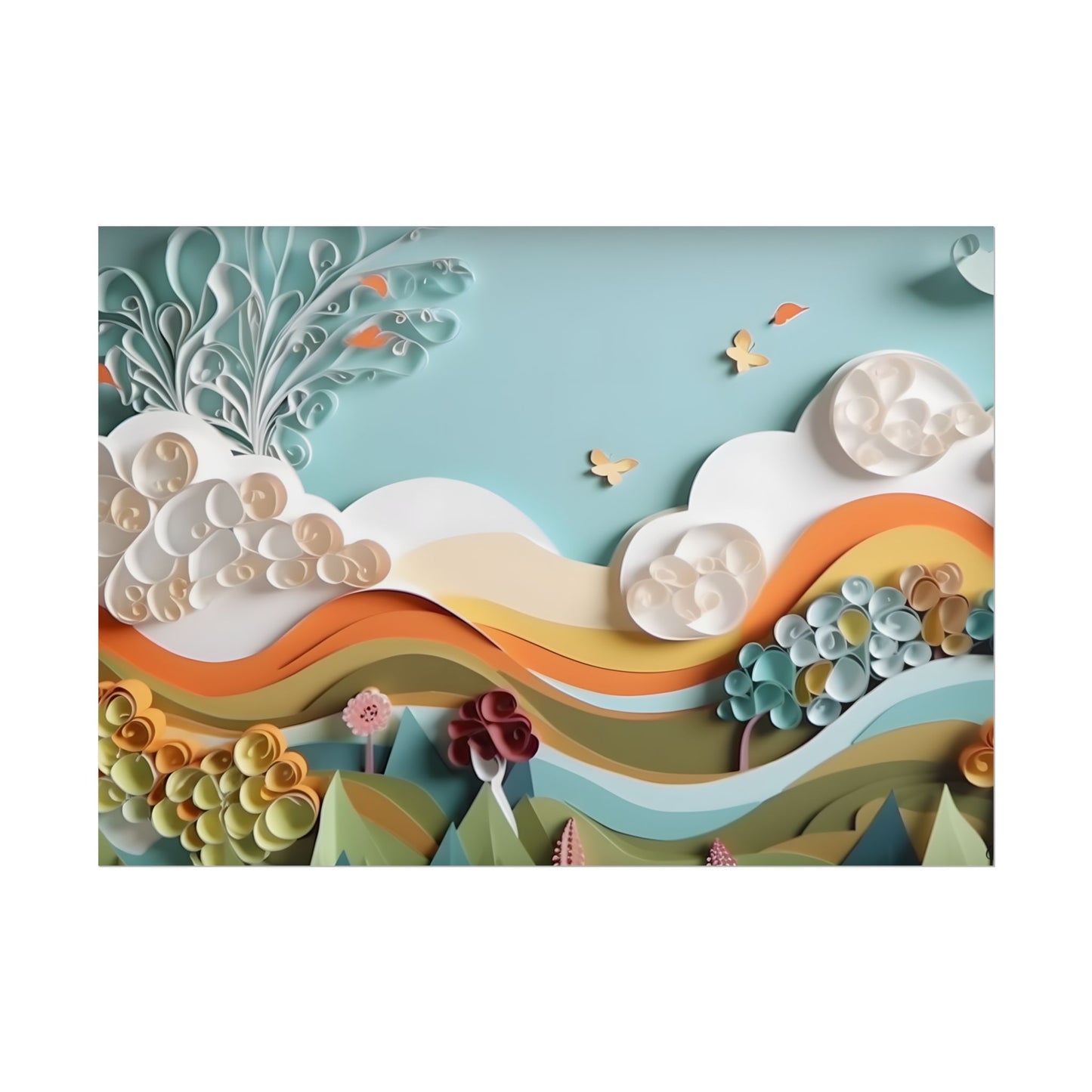 Peaceful Beach Serenade: Paper Quilling Art - Poster