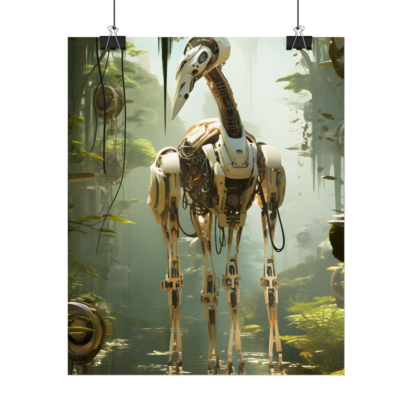 Robotic Guardians of Nature: Serene Wildlife Sanctuary Art - Poster