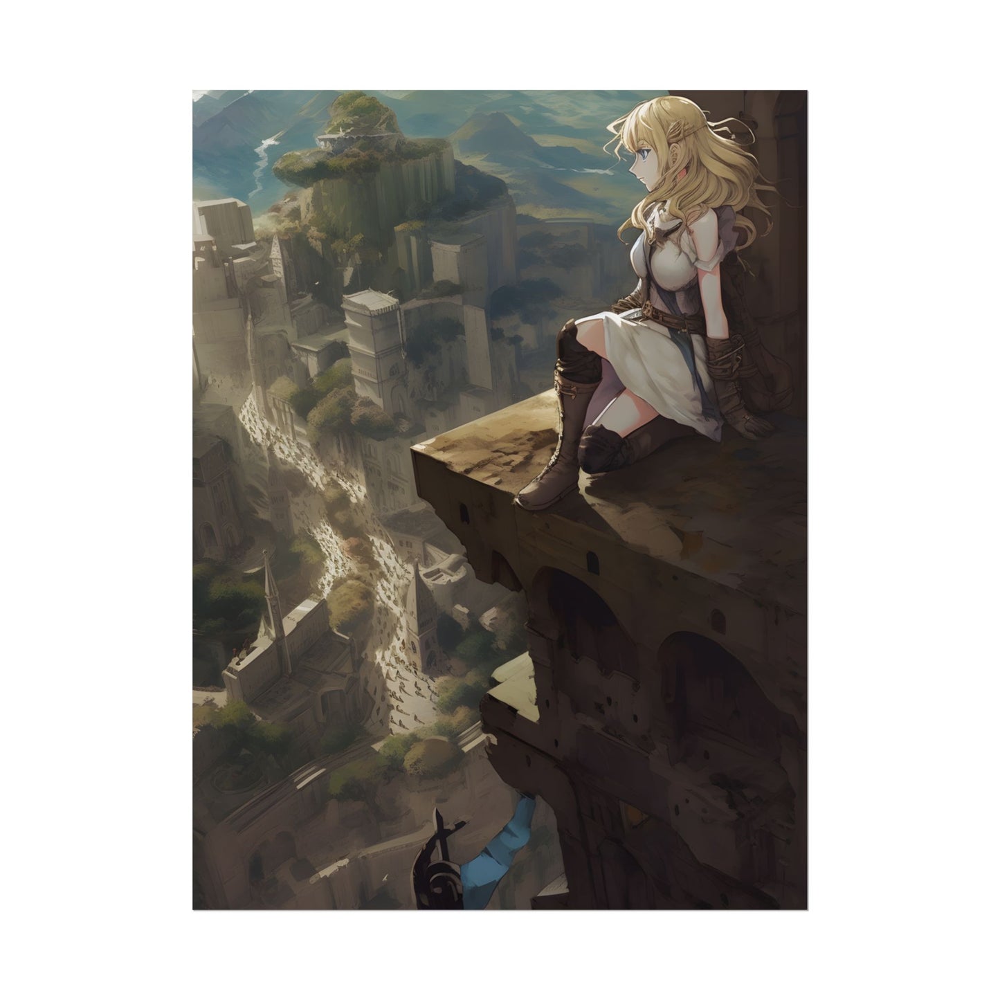Dramatic Anime Female Portrait: Exclusive Artwork - Poster