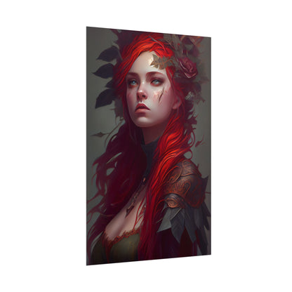 Intimate Red Hair Portrait: Artistic Female Figure in Black Dress - Poster