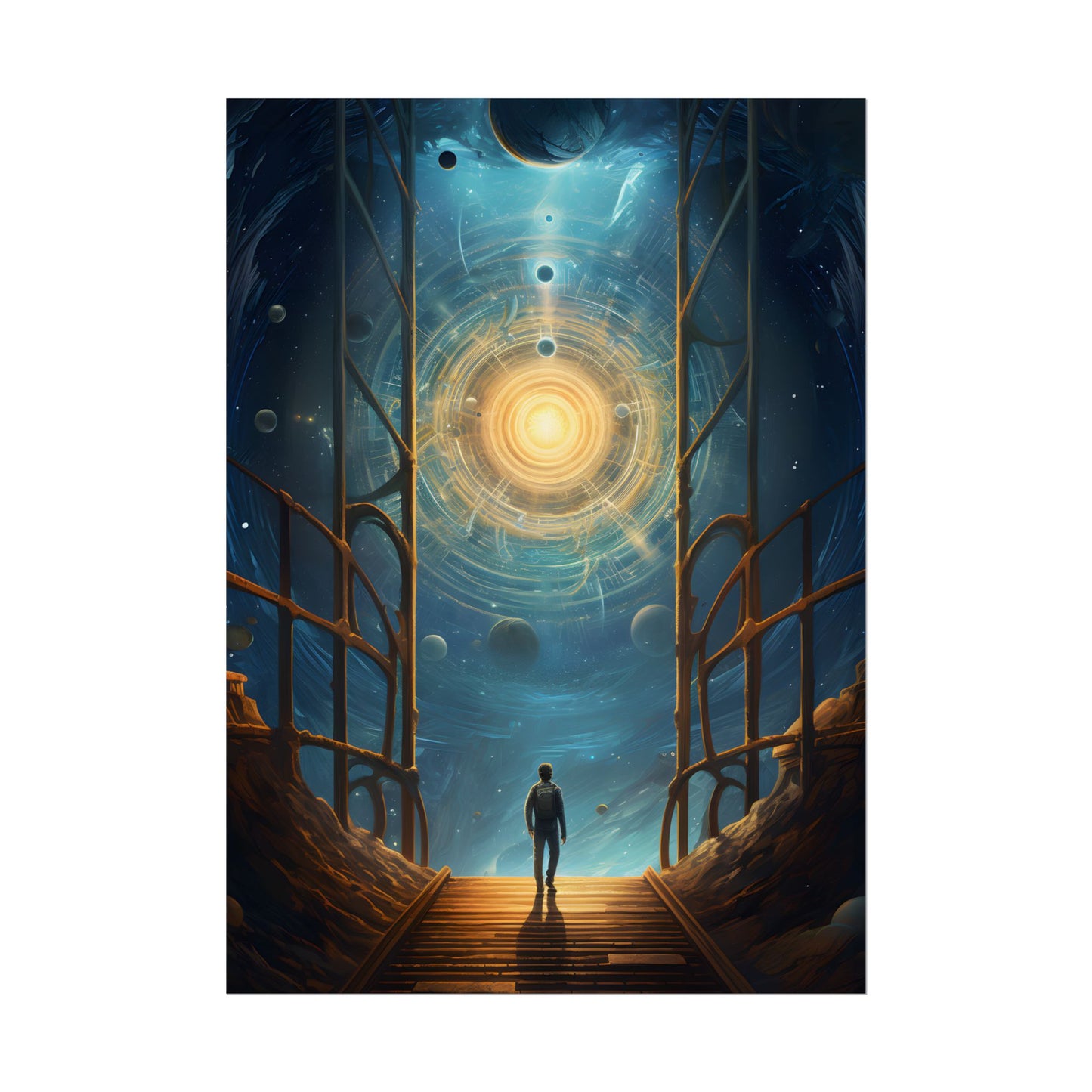 Space Explorer's Journey: Sleek Spacecraft in Stellar Odyssey - Poster
