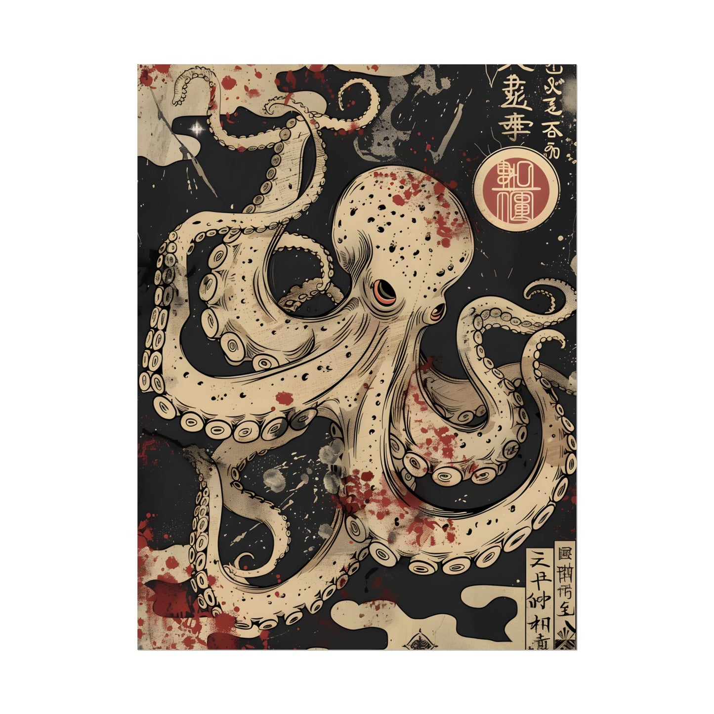 Stylized Japanese Octopus: Minimal Artwork - Poster