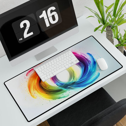 Swirling Colors: Gradient Artwork with Red, Blue, and Yellow Circles - Desk Mat