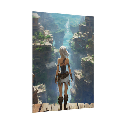 Dramatic Anime Female: Dynamic Birds Eye View Artwork - Poster