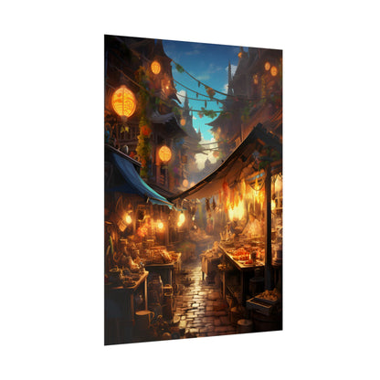 Magical Street Food Market: Vibrant Colors - Poster