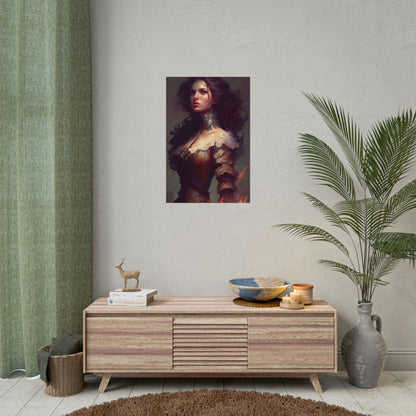 Lovely Brown Hair Portrait: Stunning Female Art - Poster