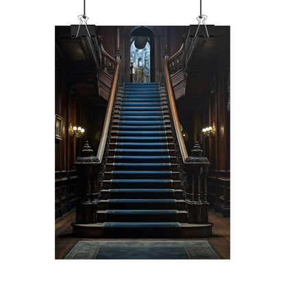 Haunted Gothic Mansion: Spooky Victorian Atmosphere Artwork - Poster
