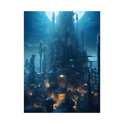 Underwater Futuristic Cityscape: Close Up Digital Artwork - Poster