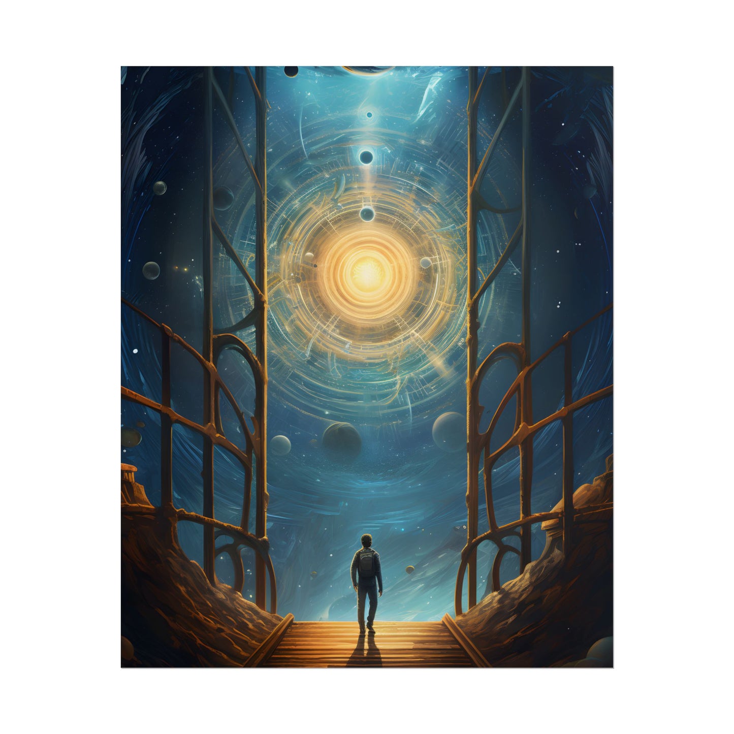 Space Explorer's Journey: Sleek Spacecraft in Stellar Odyssey - Poster